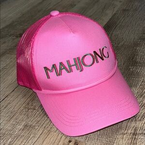 Pink Mahjong Embroidered Trucker Hat